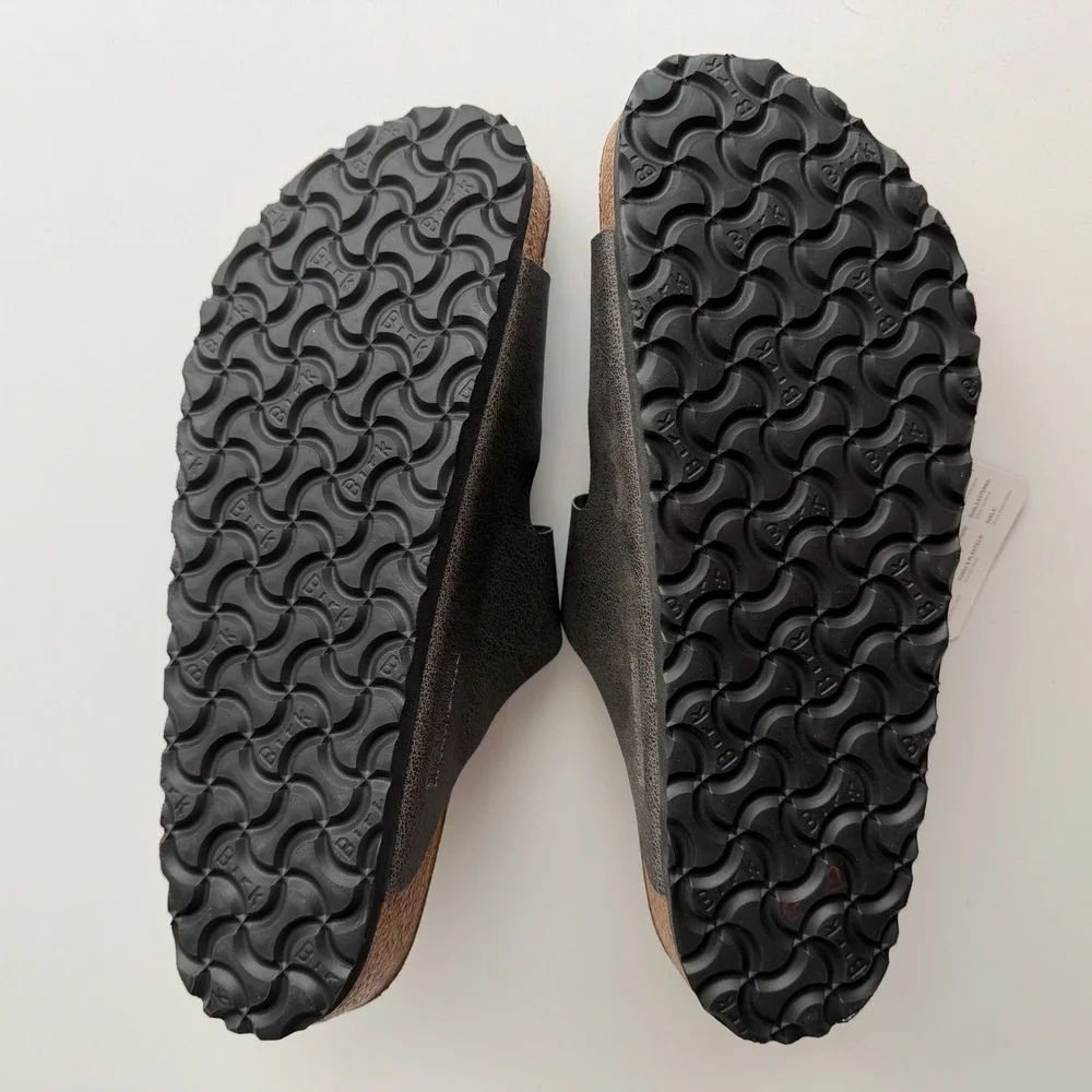 Birkenstock NWT Arizona Anthracite Vegan Birko Flor Comfort Sandals EU 42 US 9